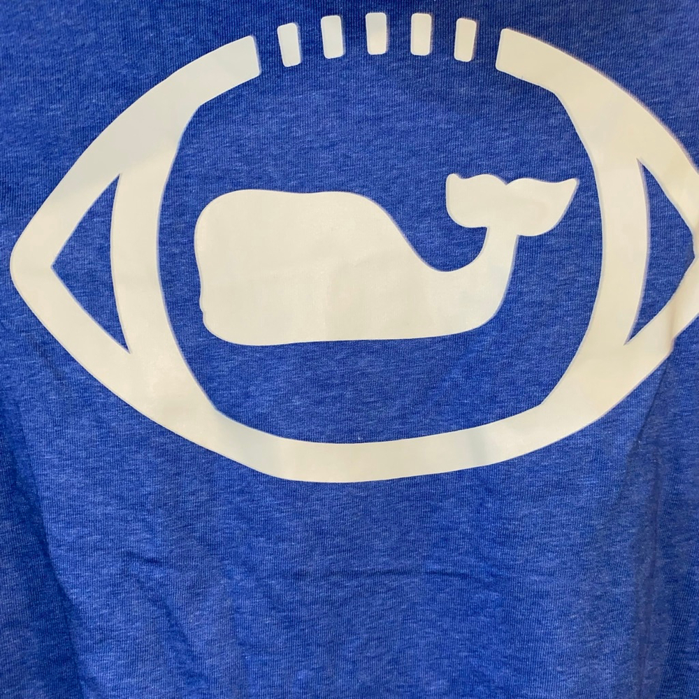 Boys Vineyard Vines Hoodie Tee M Heather Blue with White Football Logo NWT - Picture 3 of 7